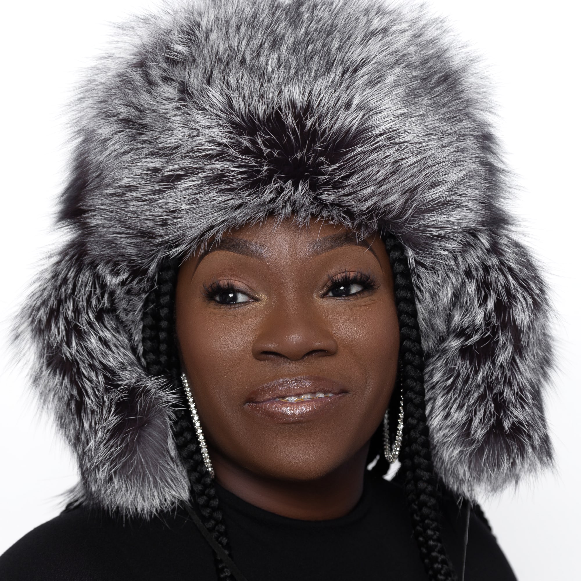 Black + Posh Silver Fox Fur Hat - NAMYNOT Inc.